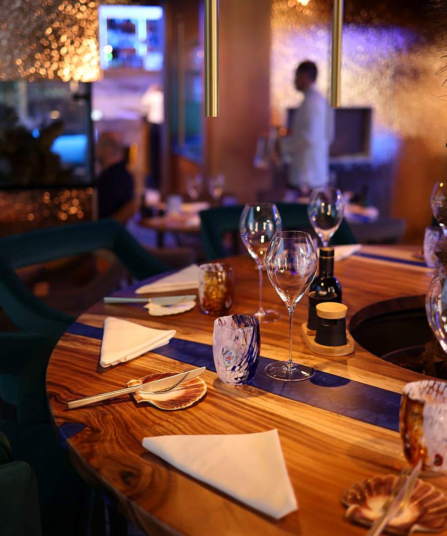 A table laid for dinner